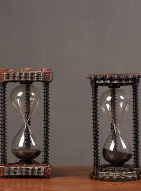 复古金属时间沙漏摆件计时器创意家居客厅室内店铺装饰品摆设
