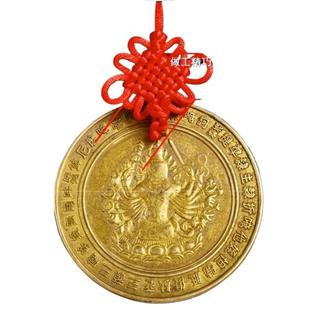 准提镜纯铜摆件圆形平面镜挂件光面镜子千手菩萨大门装 饰结婚铜镜