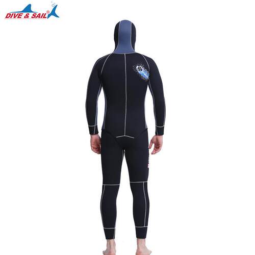 潜水服男5MM长袖分体连帽加厚保暖两件套湿式浮潜冲浪自由潜水衣