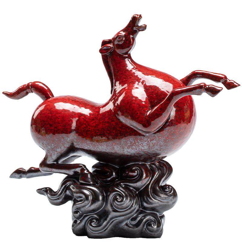 红色唐马摆件马到成功陶瓷创意家居客厅酒柜玄关装饰桌面艺品摆设,橡塑材料及制品,工业陶瓷,淘宝优惠券,粉丝福利购,淘宝优惠卷