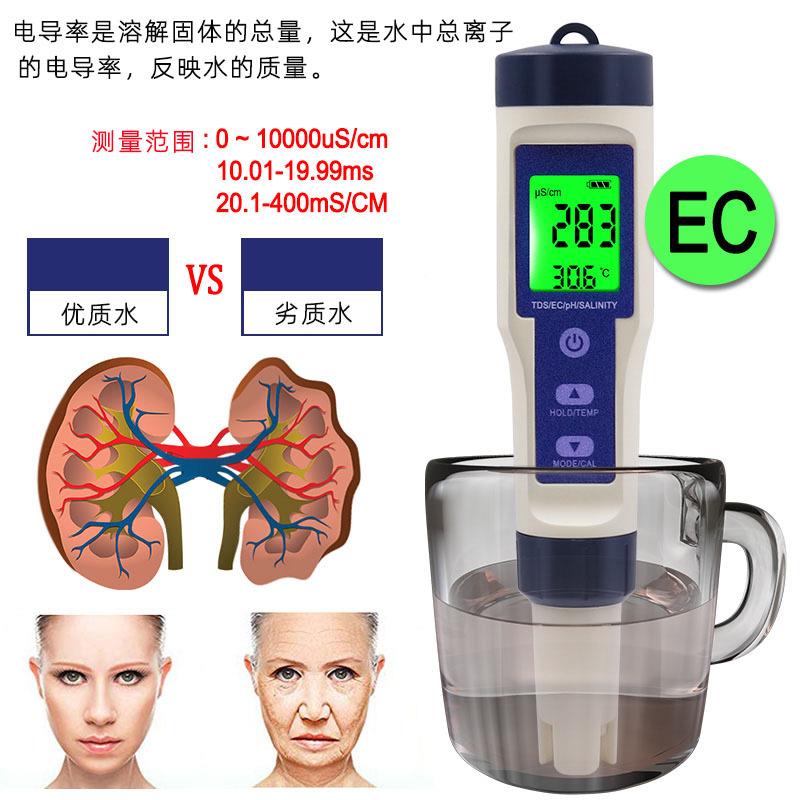 5合测15合1咸度度计防水水盐度计水咸族馆海水检测仪数显带背光质