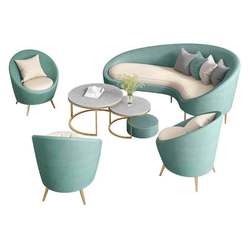 北欧单人沙发服装店美容院酒店休息区沙发椅小户型家用弧形小沙发