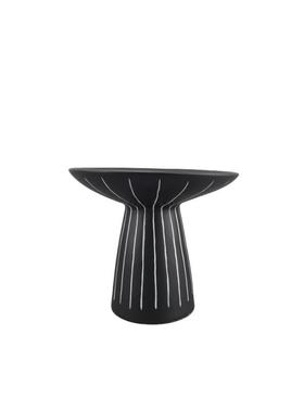 北欧创意黑色高脚条纹塔雁托盘树脂摆件客厅玄关电视柜家居装饰品