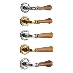 中古风胡桃木门锁锌合金室内卧室房门把手家用复古磁吸静音分体锁