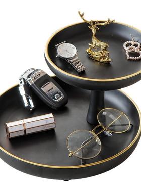 新中式入户玄关放钥匙摆件创意客厅茶几桌面收纳托盘轻奢风装饰品