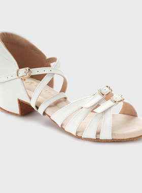 MFdance拉丁舞鞋女童白色专业软底少儿舞蹈初学者跳舞鞋MC24L5002