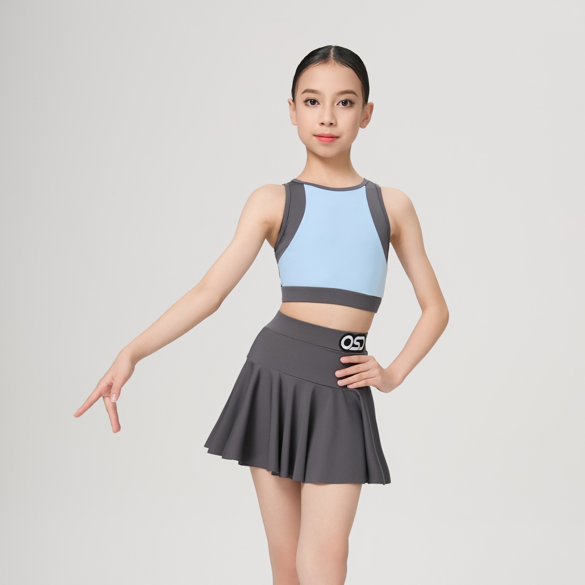 OSD拉丁舞服夏季儿童练功服意大利面料女童练习舞蹈服背心款套装