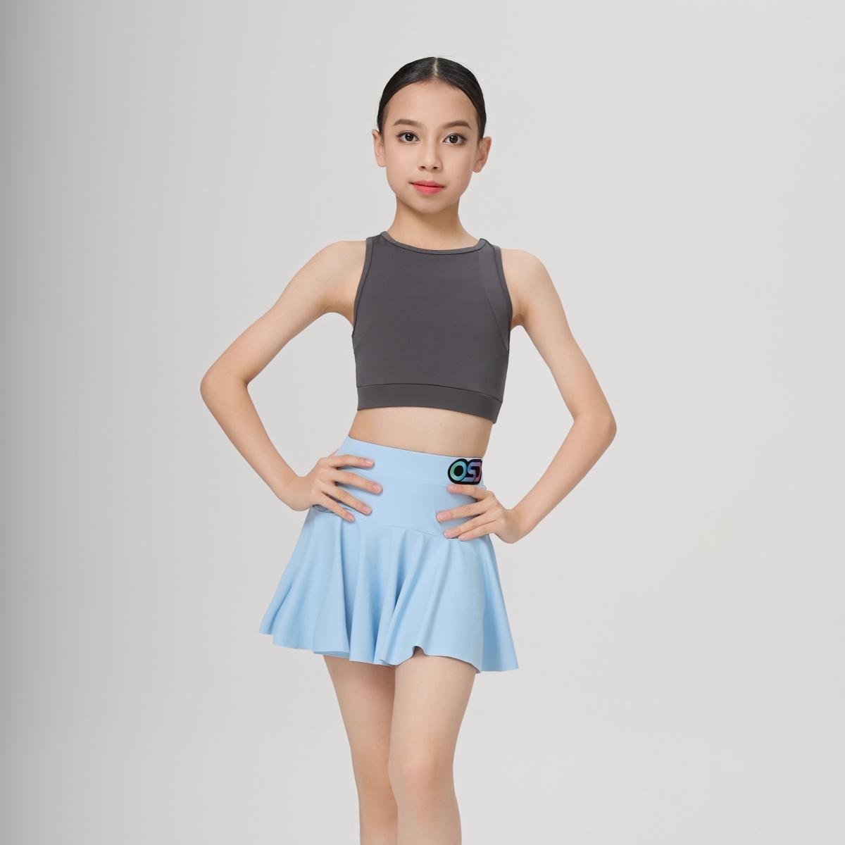 OSD拉丁舞服女童夏季儿童练功服意大利面料练习舞蹈服夏季套装