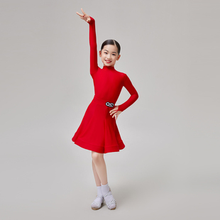 OSD拉丁舞服女童标准规定专业比赛服半高领长袖款2025新款舞蹈服