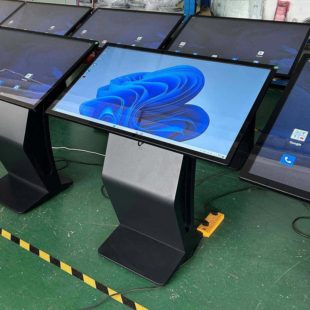 43/55寸安卓Windows双系统落地式卧式斜面横屏触摸一体机电容触摸