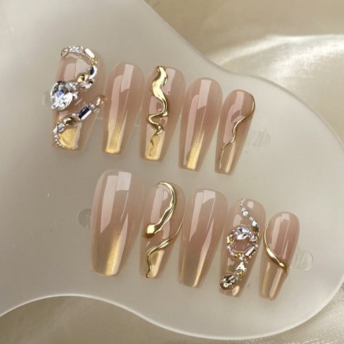 B1001164蛇来转运丨原创纯手工穿戴甲手绘猫眼施华洛钻饰款高级感