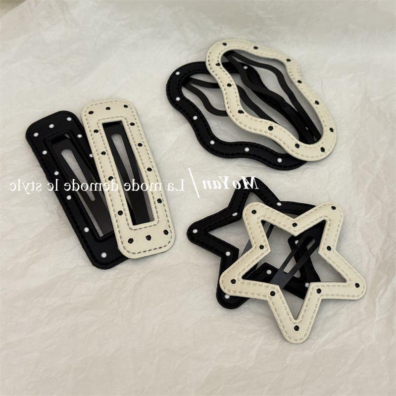 侧边皮质波点韩版发夹五角星云朵BB夹黑白刘海夹边夹发卡碎发夹子