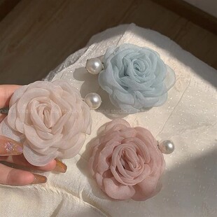纱纱花朵lolita发饰超仙玫瑰花侧边夹2025春夏季新款珍珠发饰女