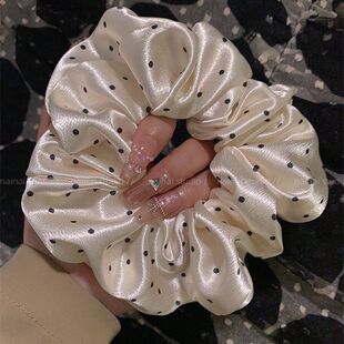 超仙法式 缎面波点大肠头绳温柔发圈高弹力丸子头皮2024发绳复古女