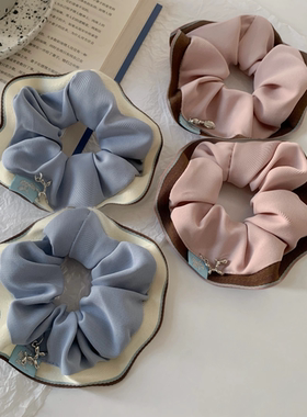 海盐蓝色系大肠发圈女丸子头扎发头绳低马尾发绳复古气质皮筋发饰