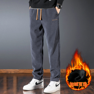 男士 百搭运动裤 秋冬季 加绒加厚男裤 雪尼尔宽松直筒裤 意大利休闲裤