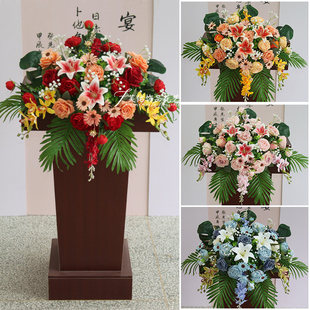 高端会议讲台花桌花签到装饰台仿真花假花酒店宴会演讲主席台花艺