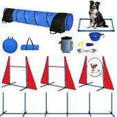 宠物狗障碍训练道具犬敏捷钻洞圈跳杆跨栏绕杆套装 标准训狗器攀爬