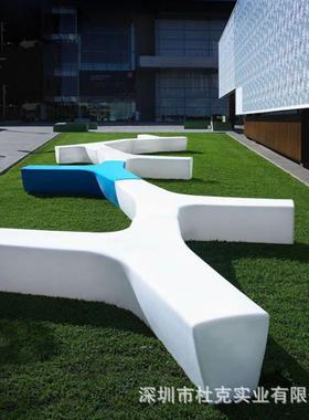 玻67815璃售钢Y字座椅场休闲椅外公共景观坐凳商业商美陈楼部休息