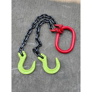 双链条吊钩行车吊车起重链条一拖二吊链大开口吊钩双钩链链条索具