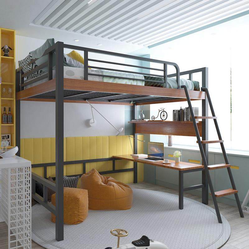 网红床上床下桌的简约现代 高架床 高低床 双人床 铁艺复式二楼床,住宅家具,铁艺/钢木床,淘宝优惠券,粉丝福利购,淘宝优惠卷