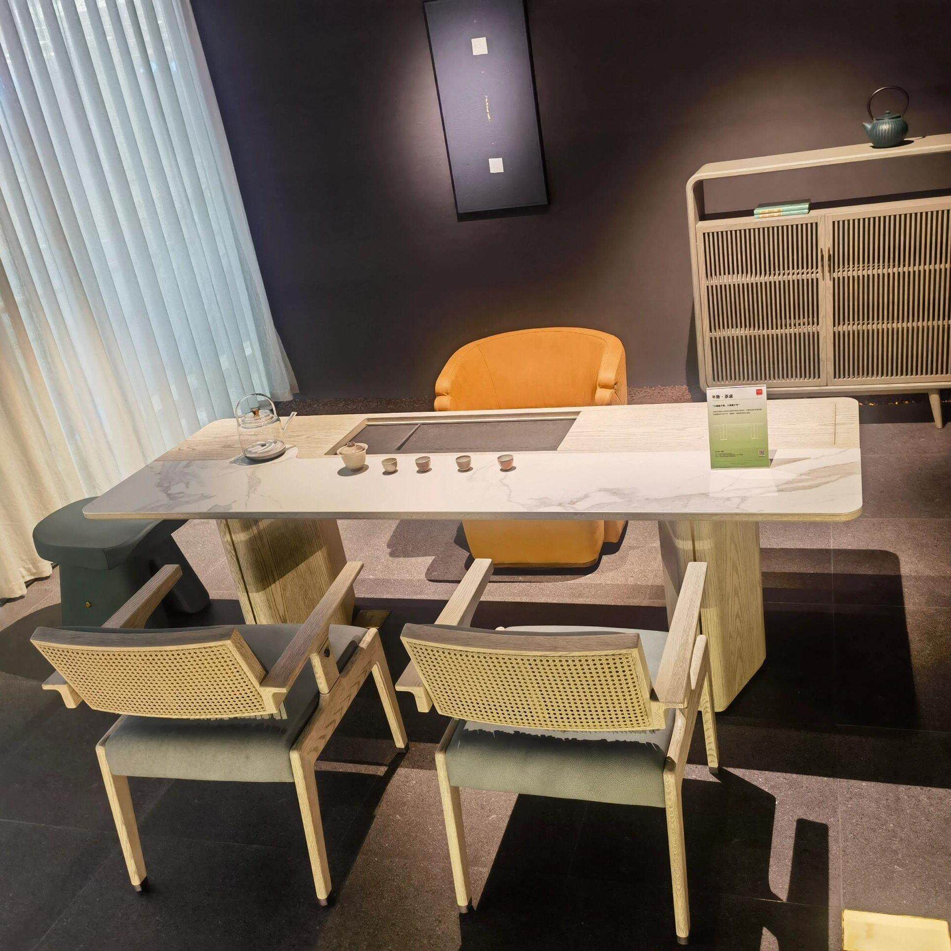 新中式黑胡桃木茶桌简约禅意岩板白蜡木茶台茶室客厅茶楼泡茶桌椅,住宅家具,家用茶台/茶桌,淘宝优惠券,粉丝福利购,淘宝优惠卷