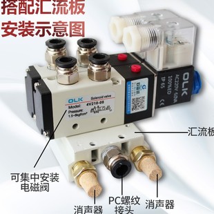 欧雷凯4V210-08气动电磁阀310电磁控制阀410二位五通开关阀24VOLK