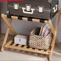 酒店行李架家用宾馆民宿高档卧室折叠收纳架楠竹客房行李箱置物架