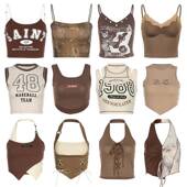 辣妹复古内搭小背心外穿女夏甜辣jazz短款 西部牛仔风辣妹服装 美式