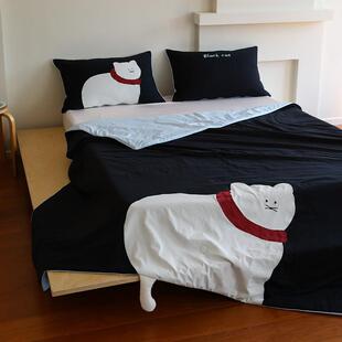 花时间生活卡通小猫凉感家居空调被子夏季被芯夏凉被可机洗