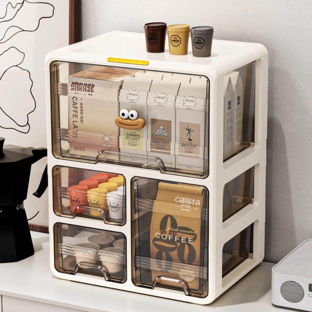 茶包收纳盒办公室茶水间咖啡胶囊置物架大容量分格桌面零食储物盒,收纳整理,桌面收纳盒,淘宝优惠券,粉丝福利购,淘宝优惠卷