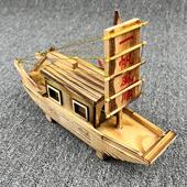 木制手工音乐小船一帆风顺帆船放在办公桌上装 饰摆件木船工艺小船