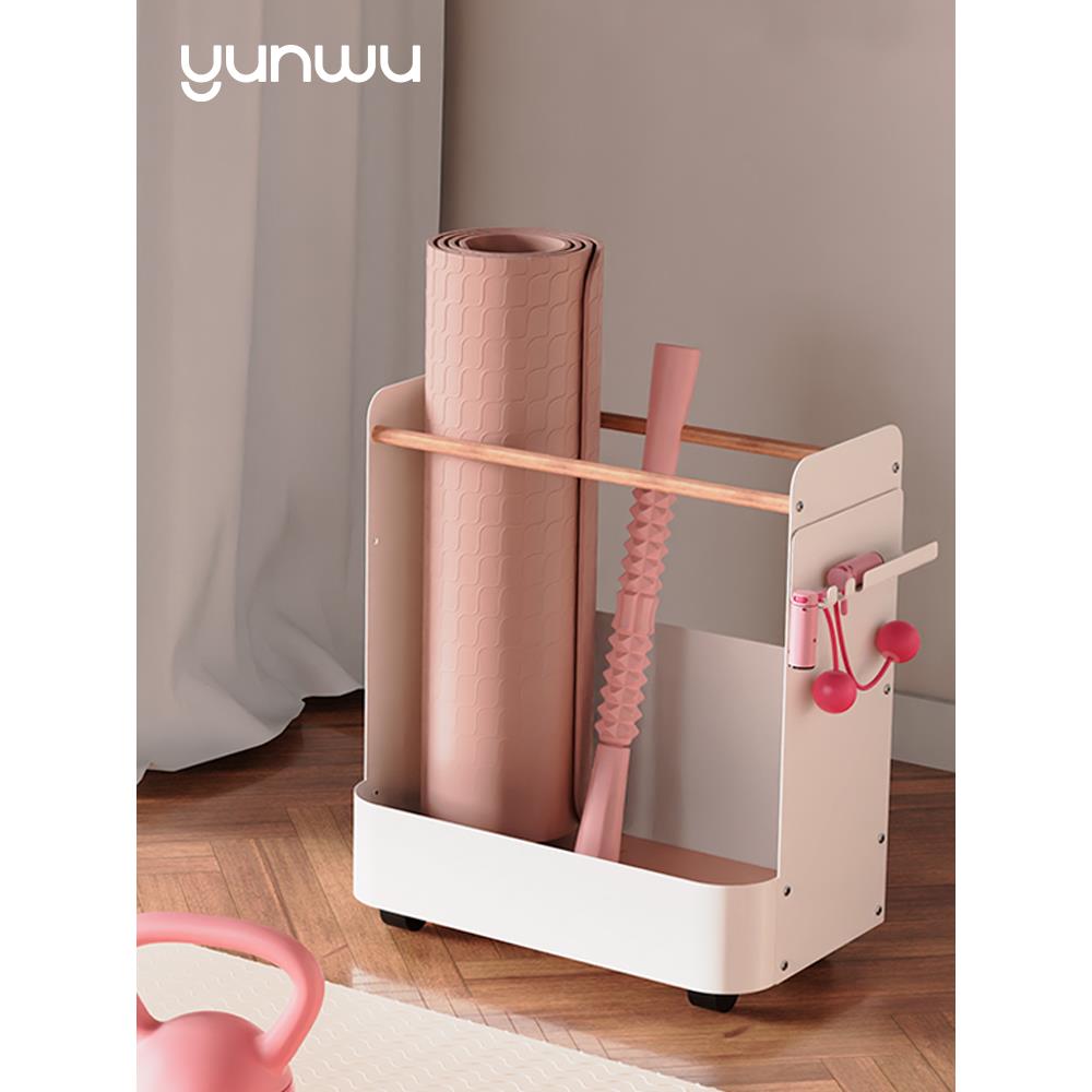 云物生活瑜伽垫收纳架小推车可移动金属多功能运动健身器材收纳筐