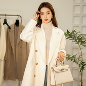 801短款 帕特纳新款 小个子双面毛呢外套翻领大衣白色经典 羊毛大衣