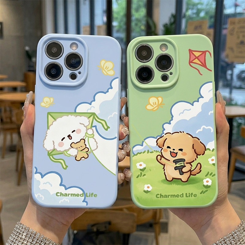 情侣ins放风筝小狗手机壳适用iPhone17promax狗狗苹果16磁吸15卡通13高级感12全包14小众硅胶新款可爱11一对