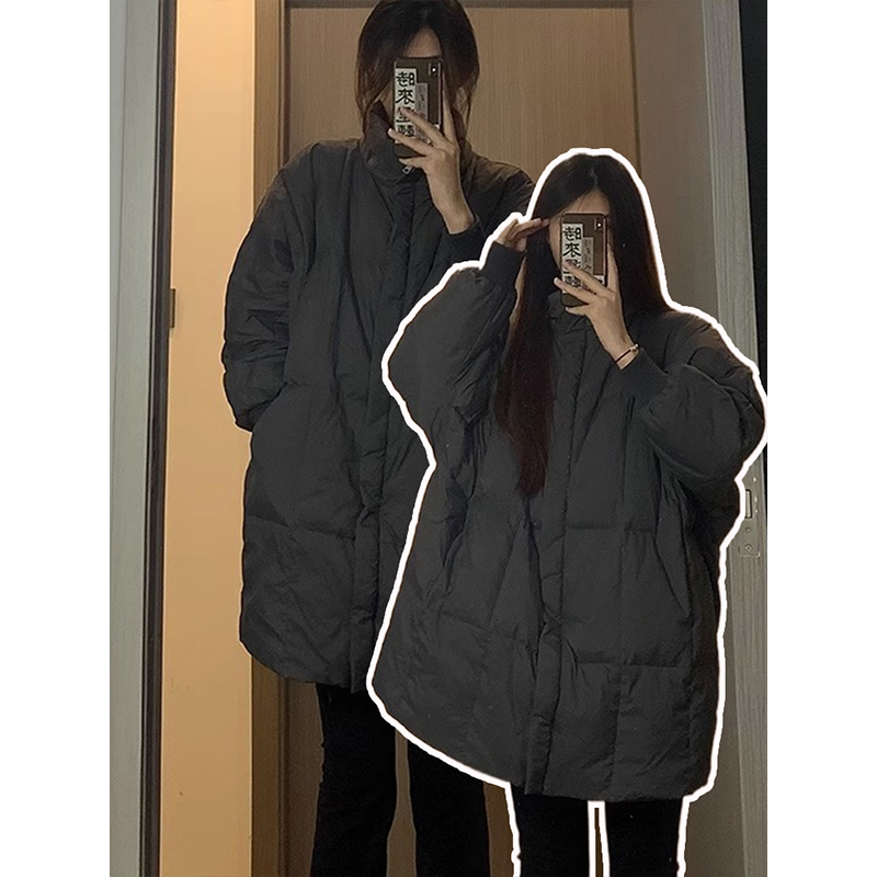 特大码女装胖mm灰色羽绒棉服女秋冬中长款韩版保暖棉衣面包服外套