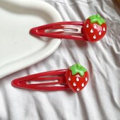 可爱草莓造型儿童甜美发夹女 红色边夹刘海碎发夹子发饰