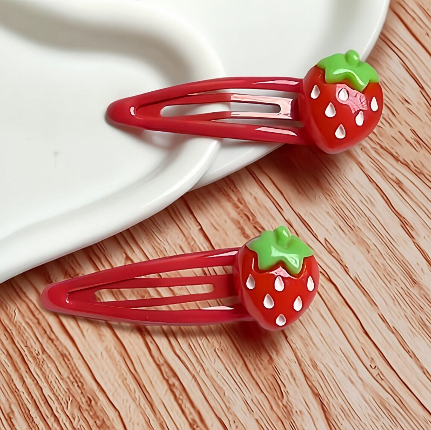 （儿童BB夹可爱小夹子)草莓造型发夹卡通边夹甜美红色发卡头饰