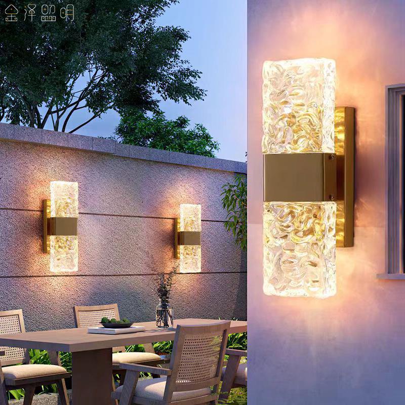 轻奢户外壁灯别墅花园超亮K9水晶灯庭院灯阳光房阳台灯院外防水灯