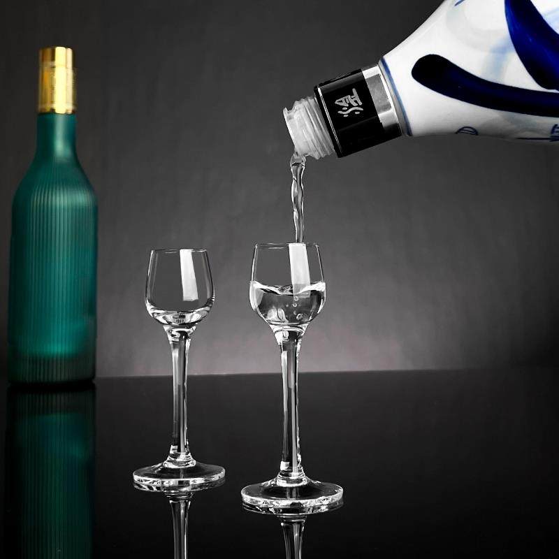 手工高脚小白酒杯套装分酒器家用水晶120ml毫升盒杯架轻奢创意茅