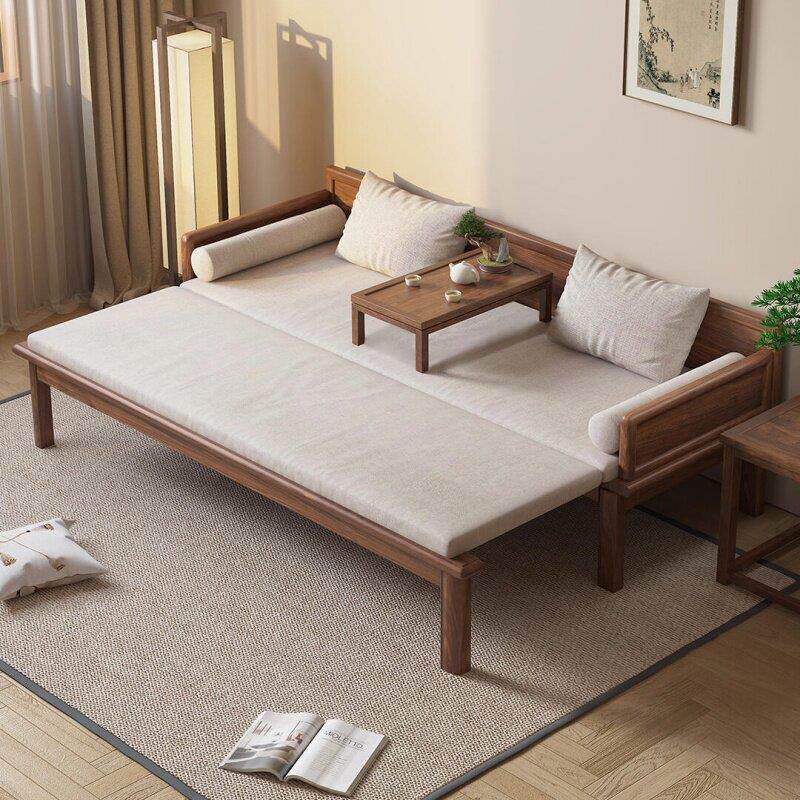 新中式黑胡桃木禅意沙发床2025新款高端大气轻奢罗汉床茶几组合