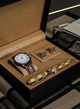 意大利手表套装盒男士绅士梳妆台收纳盒袖扣钢笔衣帽间模型室展示