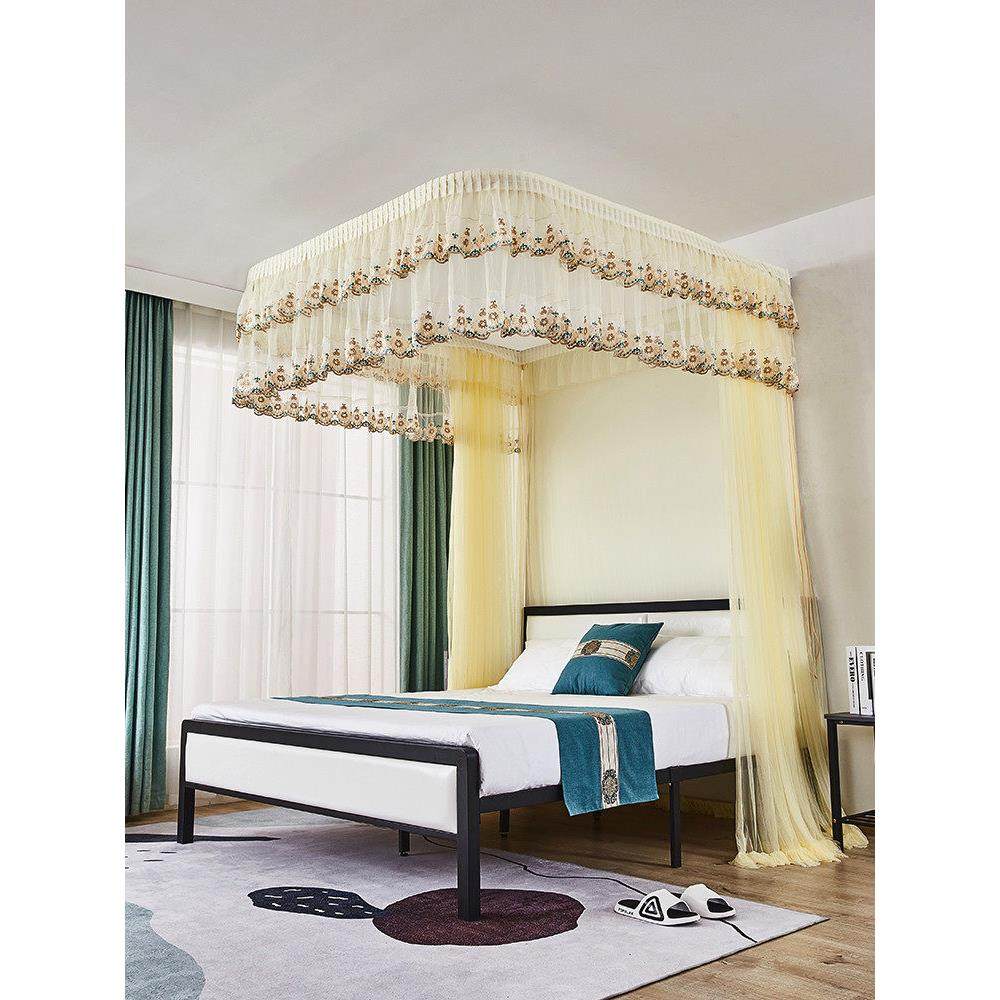 新款蚊帐u型轨道支架公主风加密加厚导轨固定1.5米床1.8m家用纹账