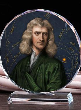 居里夫人/牛顿/爱因斯坦/雨果画像水晶摆件工艺品名人励志礼品