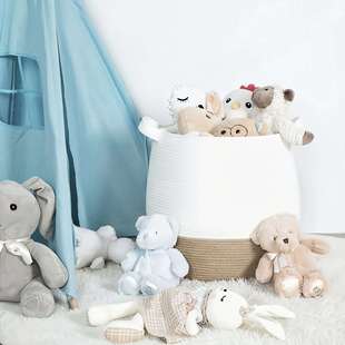 棉绳收纳筐 坛子型 麻黄色棉线编织杂物收纳筐 可折叠出口亚马逊