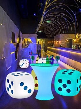 LED发光遥控酒吧KTV户外庭院阳台吧台茶几桌椅网红骰子发光凳子