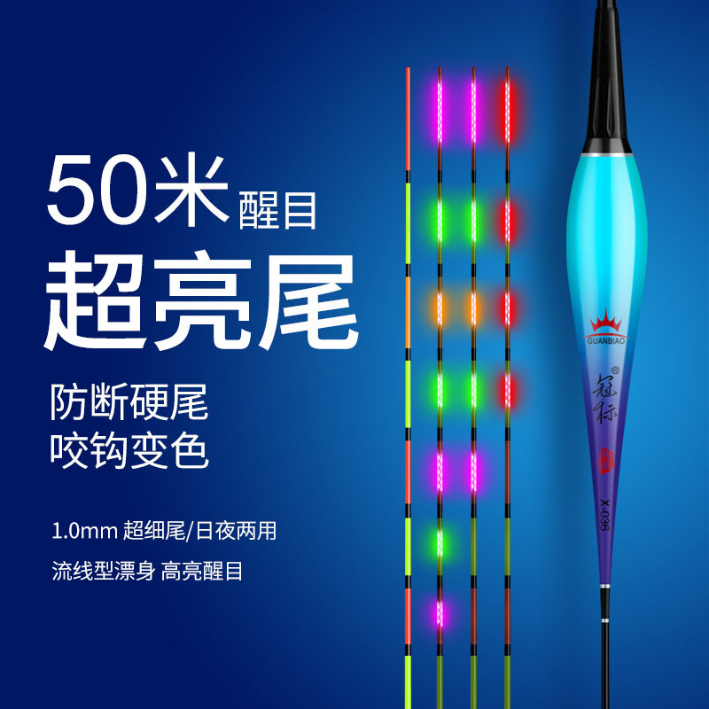 矩阵LED超亮夜光漂高灵敏细硬尾50米可见电子漂醒目鱼漂双面亮