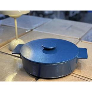 出口外贸23CM 极简风双耳铸铁锅珐琅锅家用海鲜炖煮锅煲汤锅家用