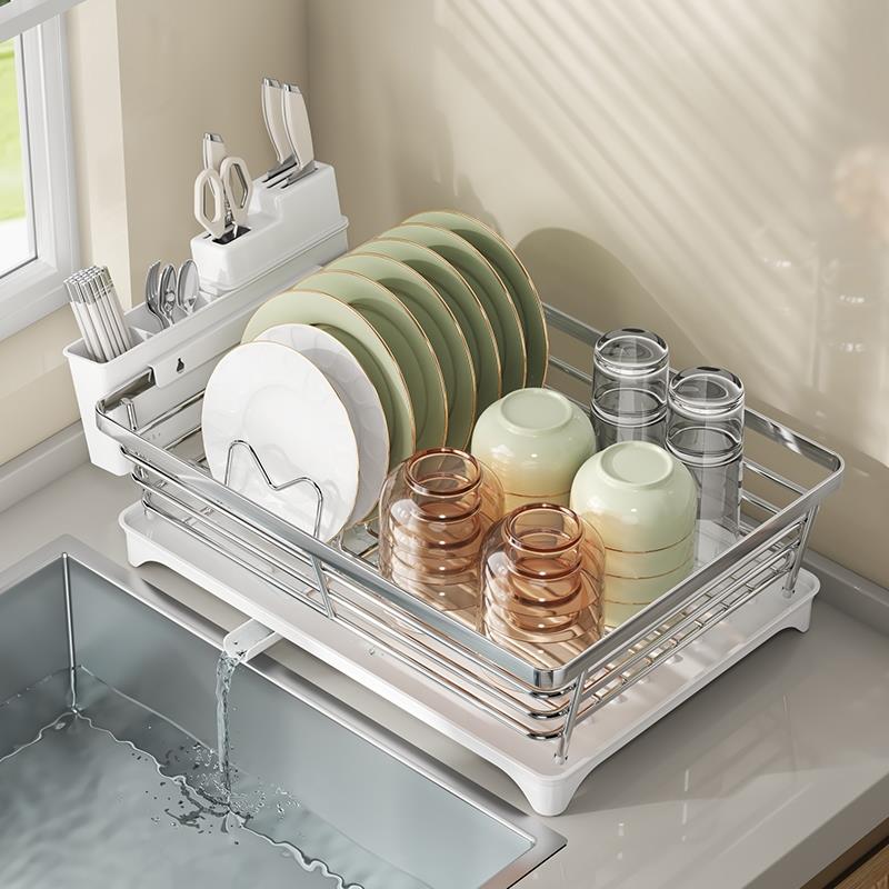 厨房水槽边置物架不锈钢碗碟架沥水架餐具刀筷筒收纳架台面碗盘架