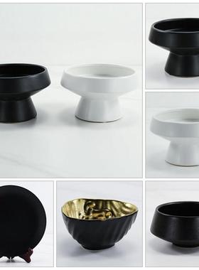 博古架摆件新中式黑白陶瓷花瓶门口柜子摆设样板房酒柜书柜装饰品